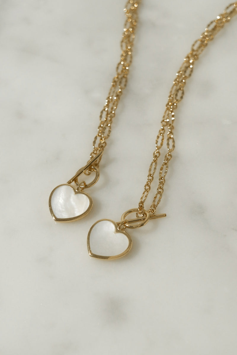 925 Silver Mermaid's Glow Heart Charm Necklace, 14K Yellow Gold Vermeil