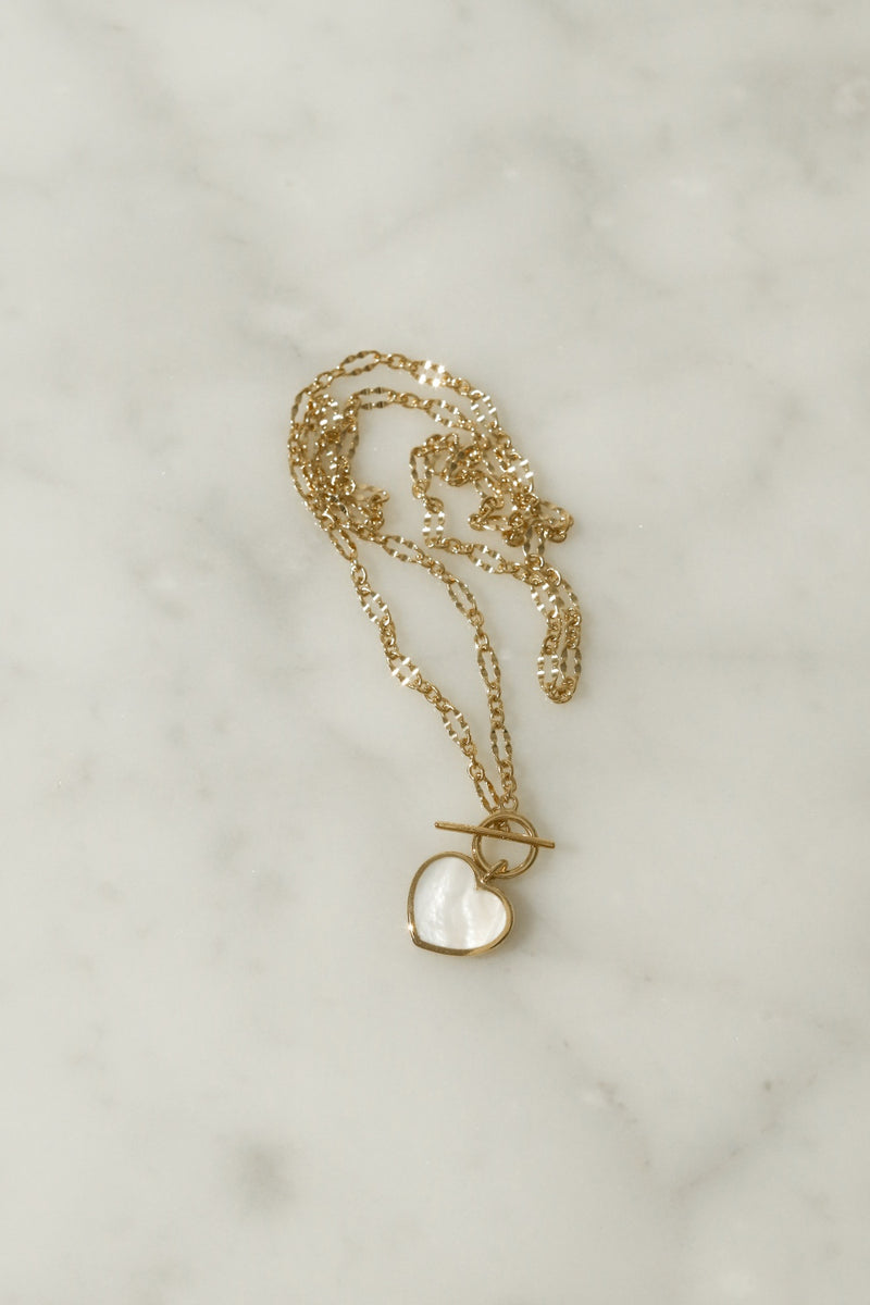 925 Silver Mermaid's Glow Heart Charm Necklace, 14K Yellow Gold Vermeil