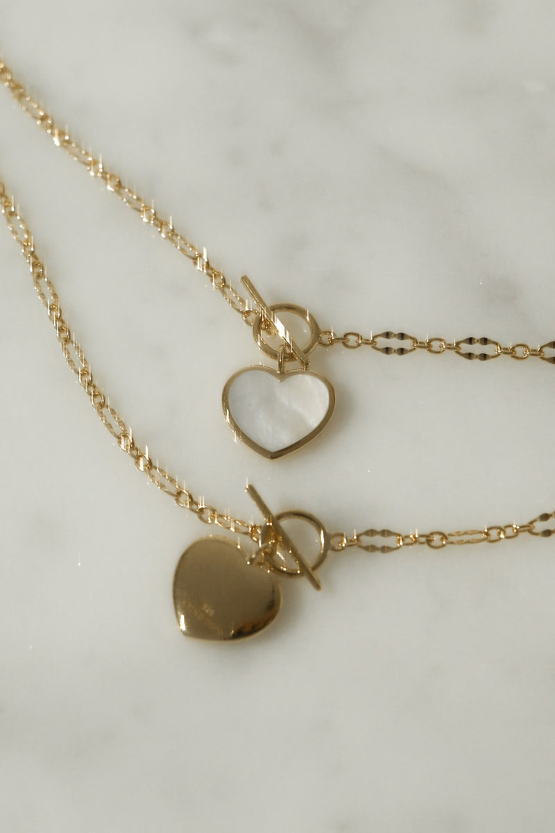 925 Silver Mermaid's Glow Heart Charm Necklace, 14K Yellow Gold Vermeil