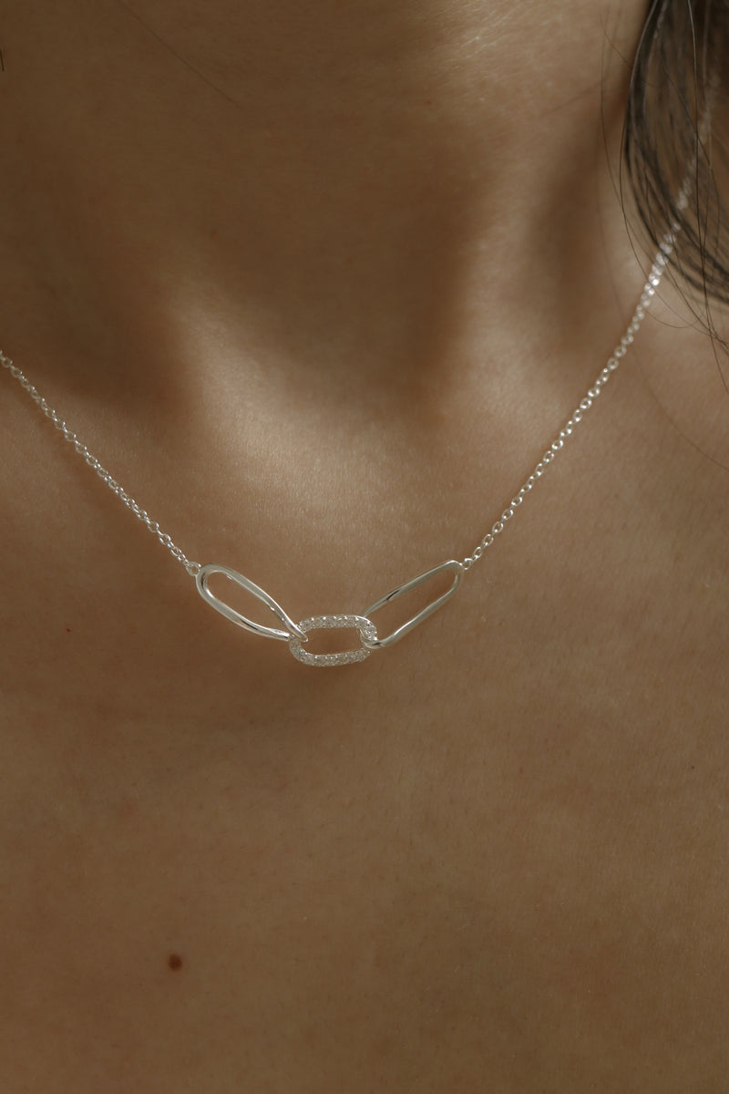 925 Silver Viera Cubic Link Necklace