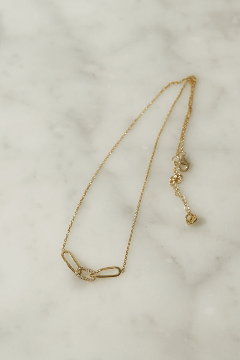 925 Silver Viera Cubic Link Necklace, 14K Yellow Gold Vermeil