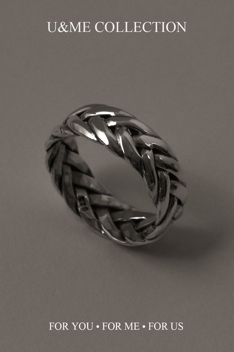 925 |Handcrafted| Silver Grungy Braided Ring <br><font>Size 11•13•16•18•21•24•26•30</font>