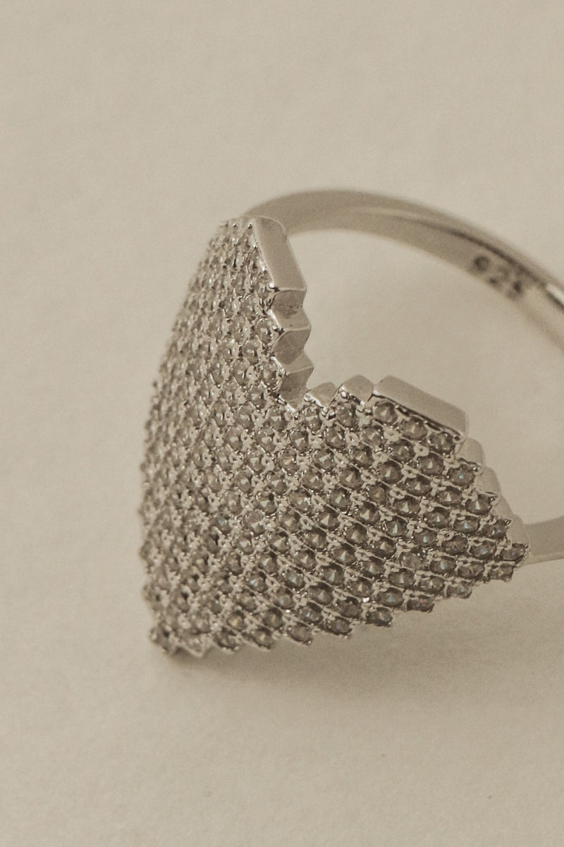 925 Silver Pixel Heart Ring <br><font>Size 12•15</font>