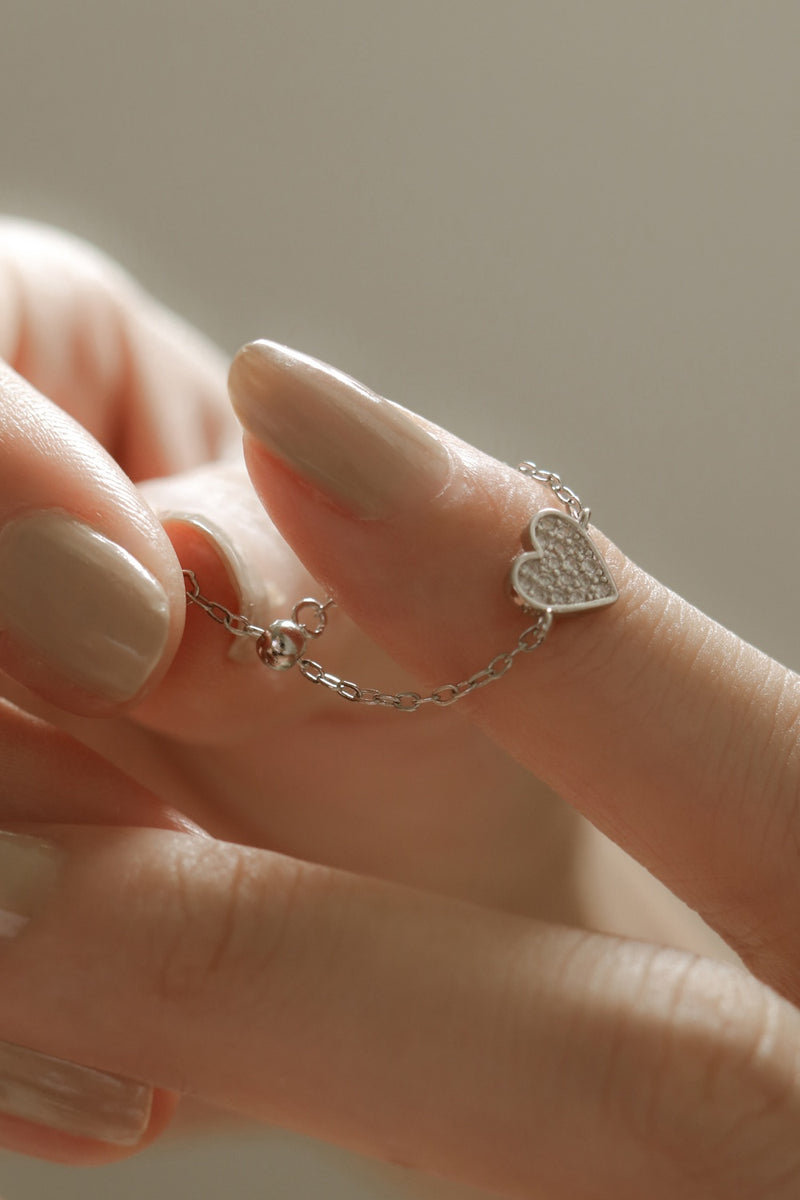925 Silver Adjustable Zirconia Heart Ring