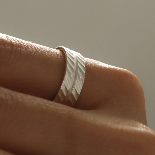 925 Silver Minimalist Matte Textured Band Ring <br><font>Size 21•23•26</font>