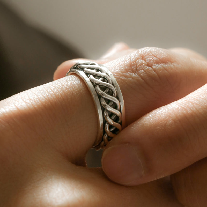 925 Silver Waveform Spinning Ring <br><font>Size 21•23•25•29</font>