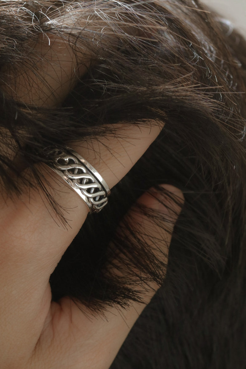 925 Silver Waveform Spinning Ring <br><font>Size 21•23•25•29</font>