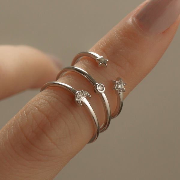 925 Silver Celestial Stacking Rings <br><font>Size 12•14•16</font>