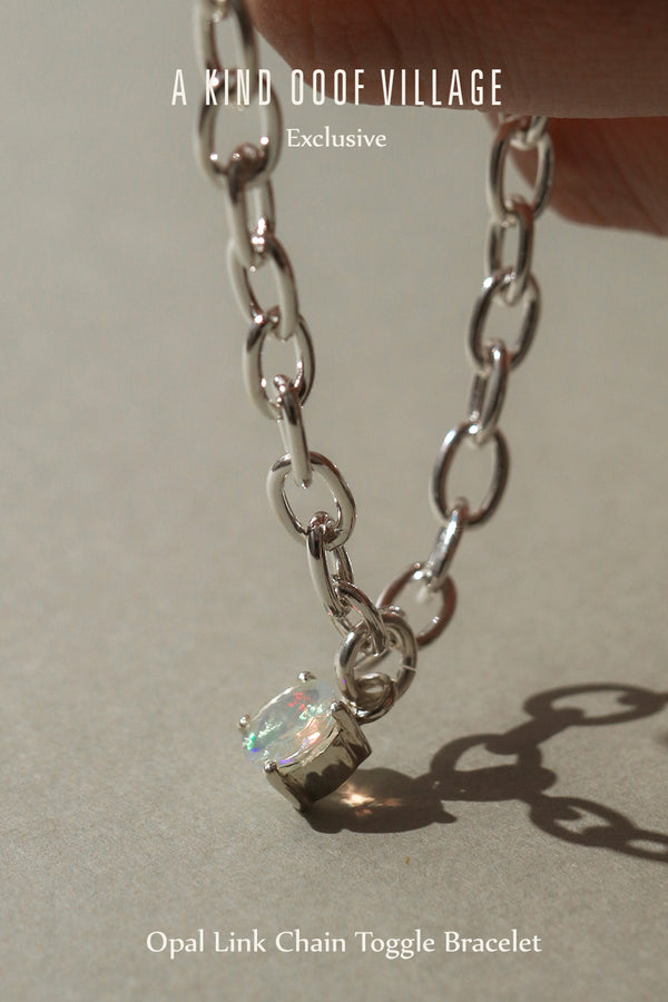 A KIND OOOF Village Exclusive - 925 Silver Opal Link Chain Toggle Bracelet