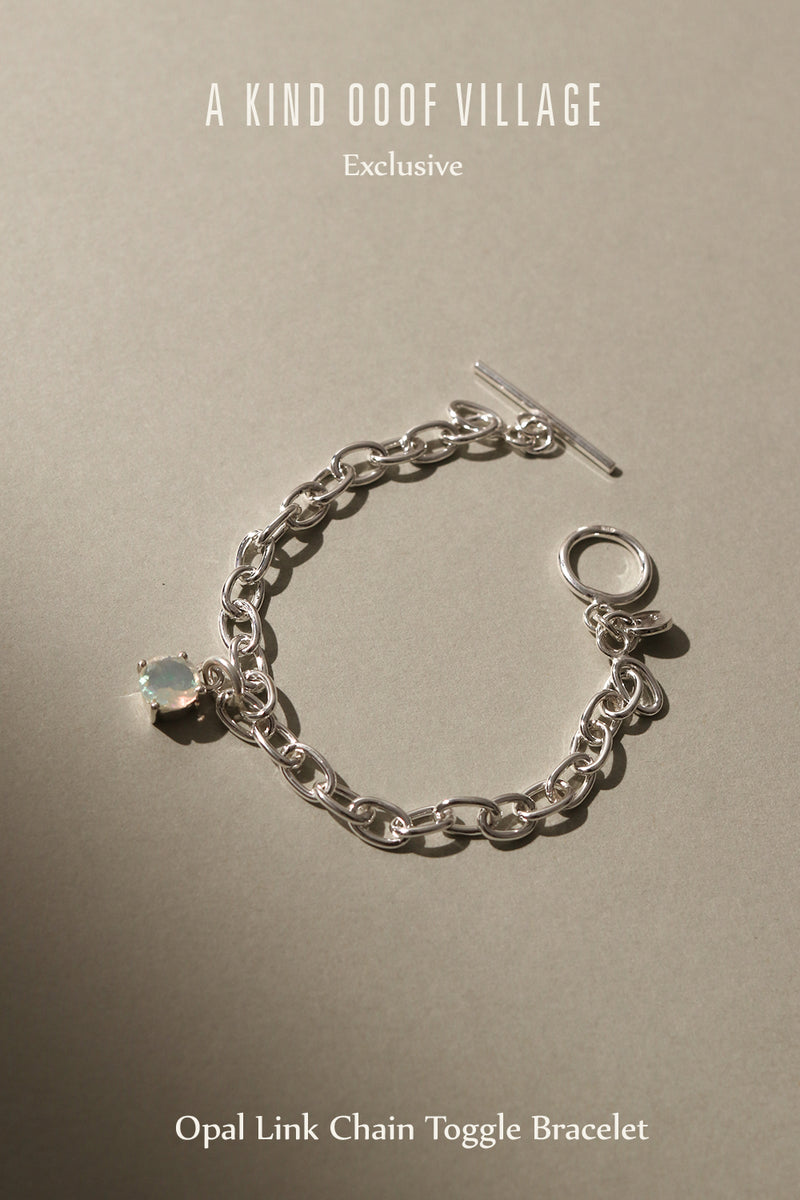 A KIND OOOF Village Exclusive - 925 Silver Opal Link Chain Toggle Bracelet