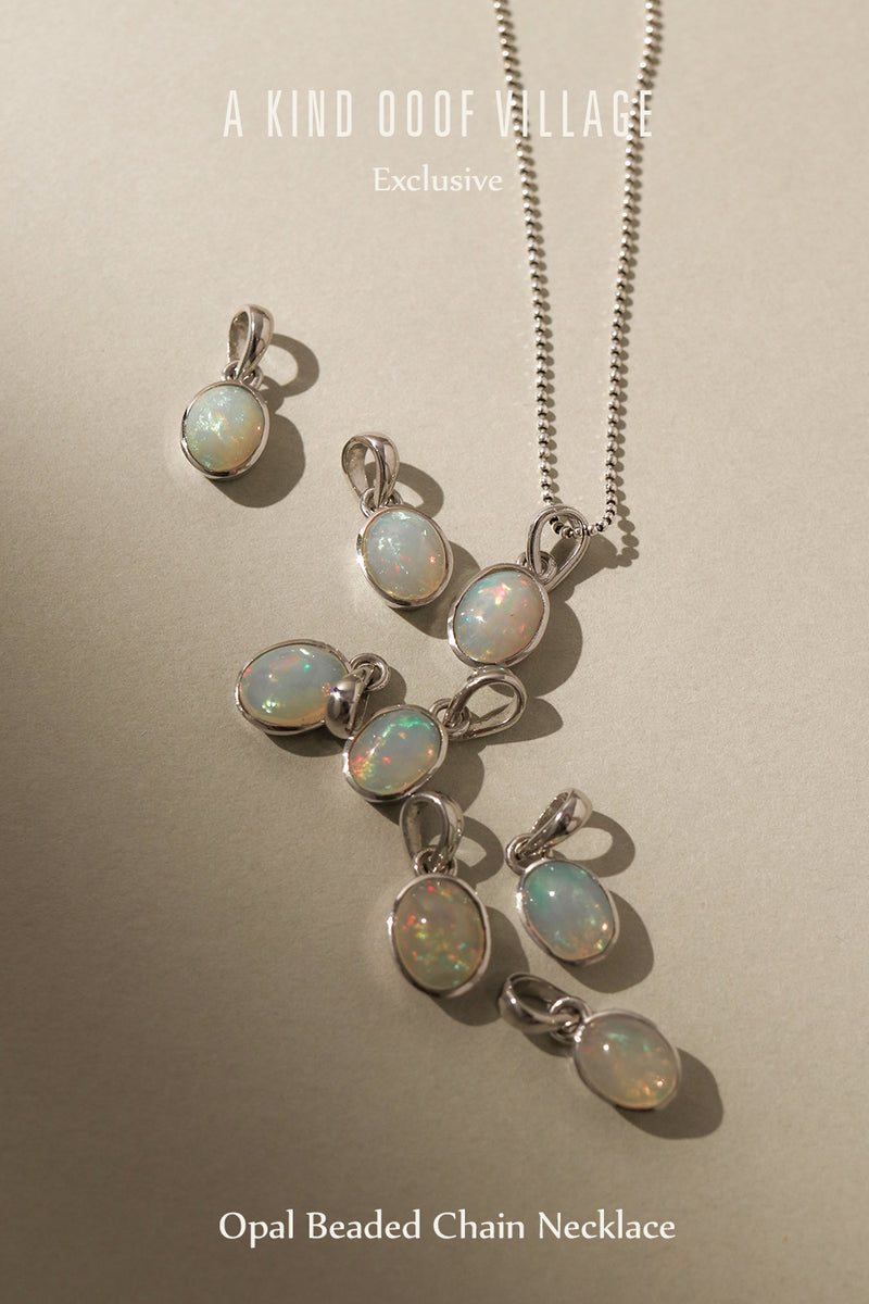 A KIND OOOF Village Exclusive - 925 Silver Opal Beaded Chain Necklace