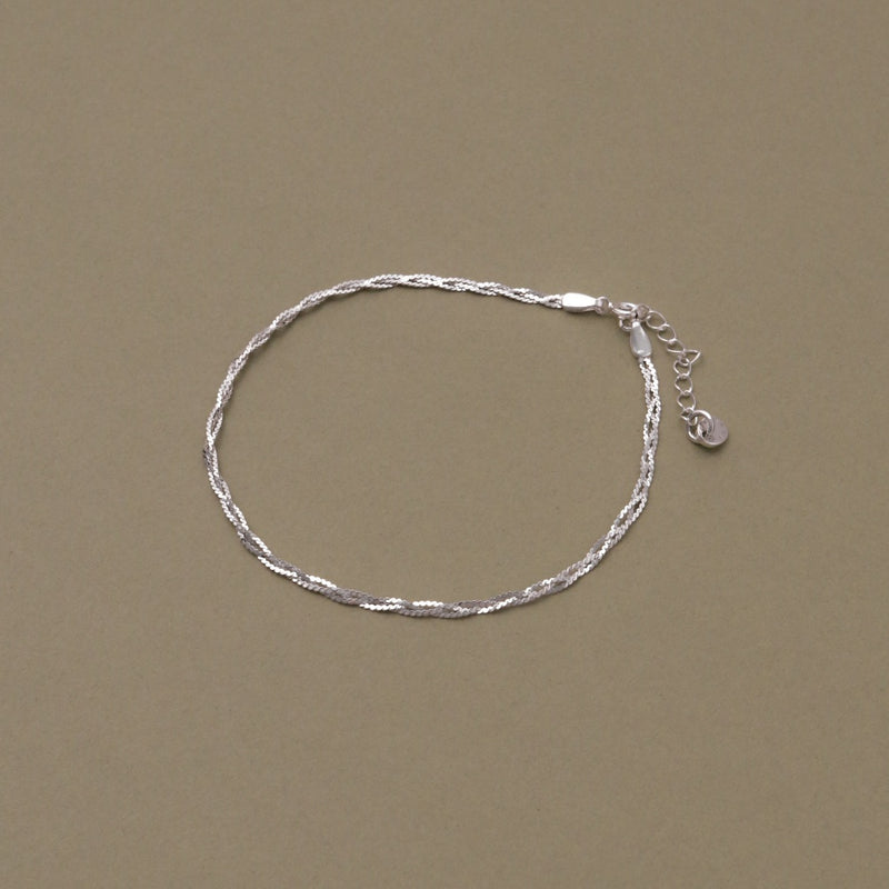 925 Silver Braided Chain Anklet