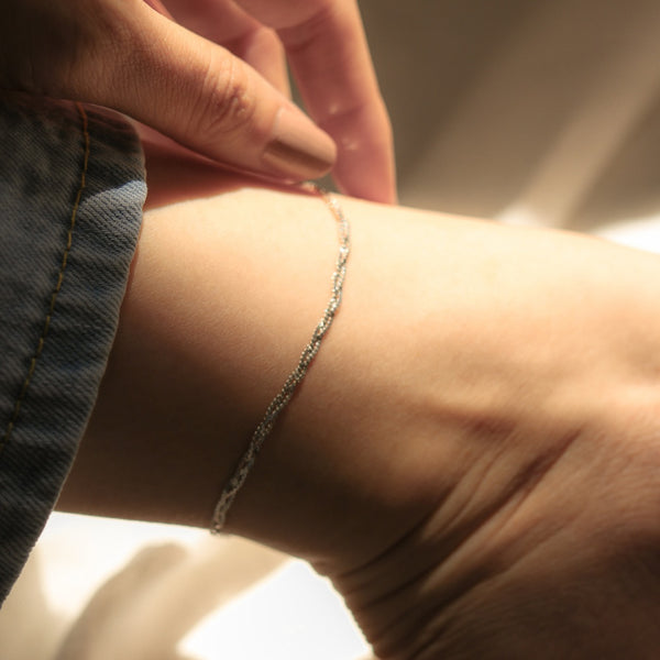925 Silver Braided Chain Anklet