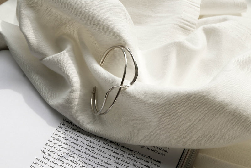 925 Wavy Curve Open Bangle