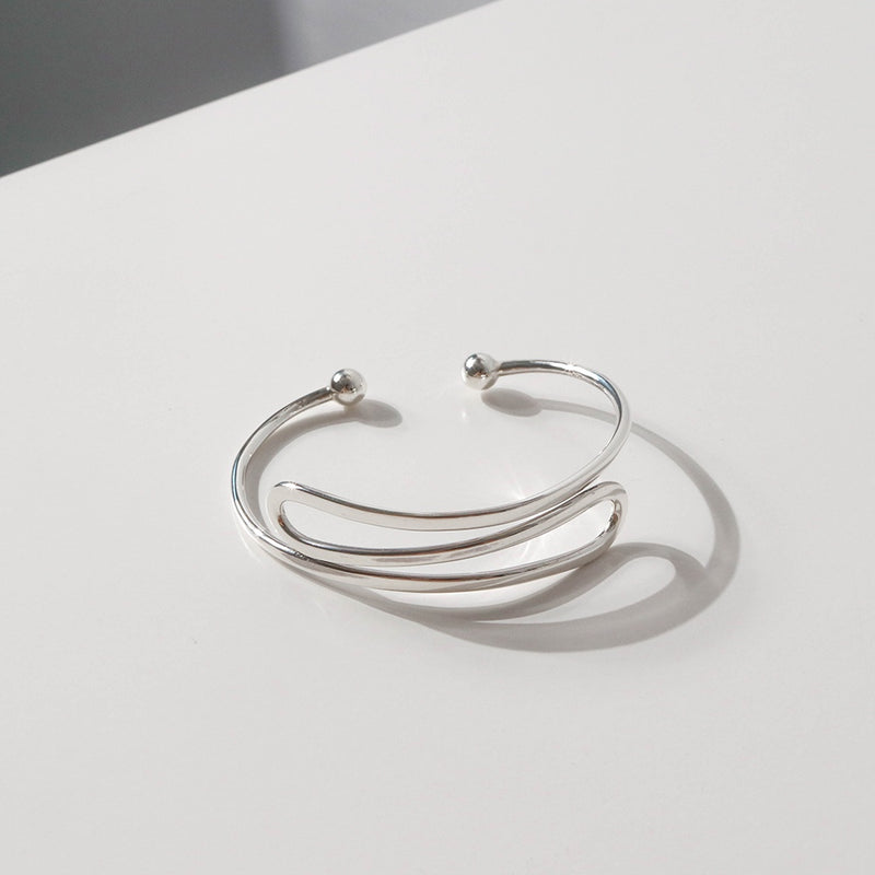 925 Silver Curve Fold Open Bangle | A KIND OOOF