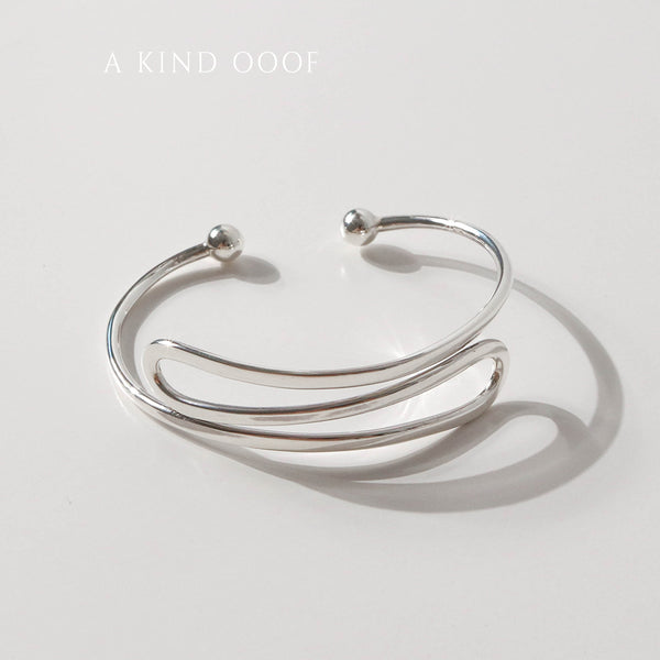 925 Curve Fold Open Bangle