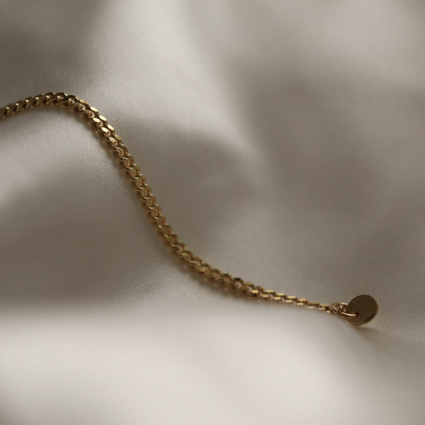 925 |Handcrafted| 3mm Flat Link Chain Bracelet, 18K Gold Vermeil