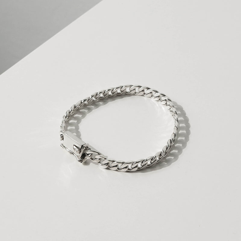 925 |Handcrafted| Flat Link Chain Bracelet
