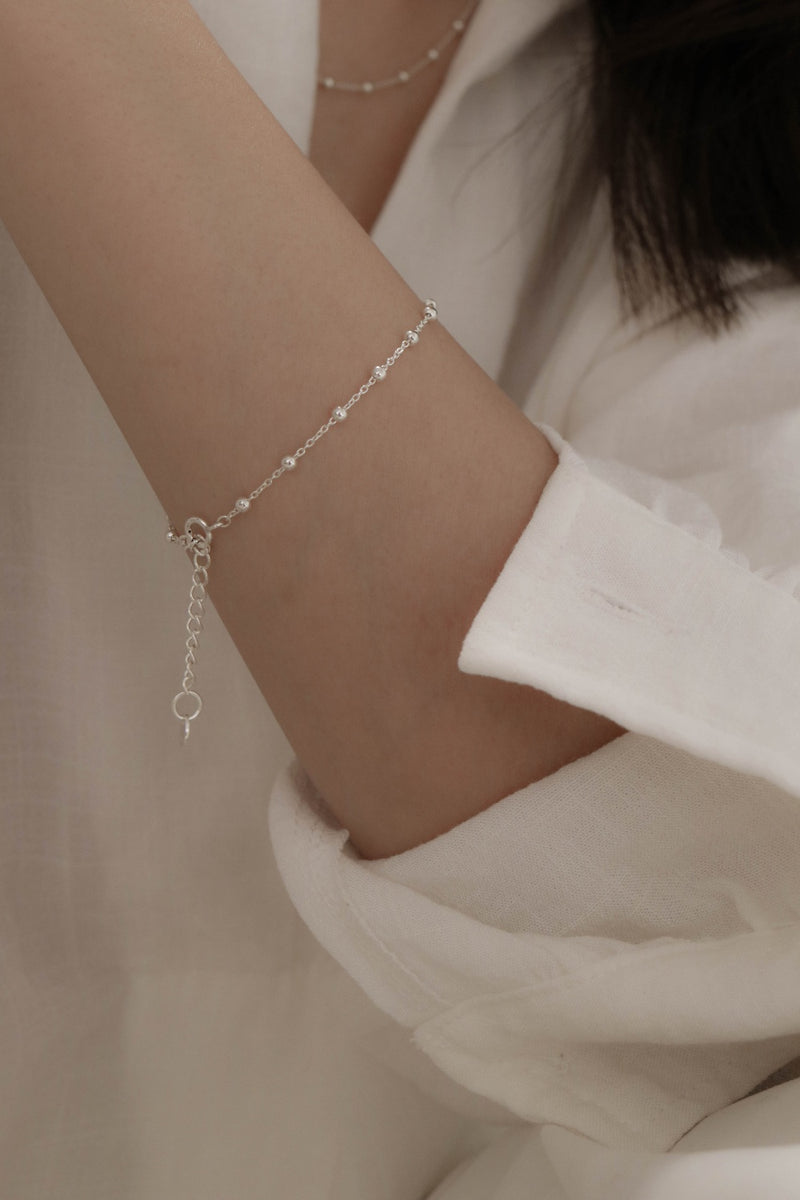 925 Silver Beads on Chain Bracelet