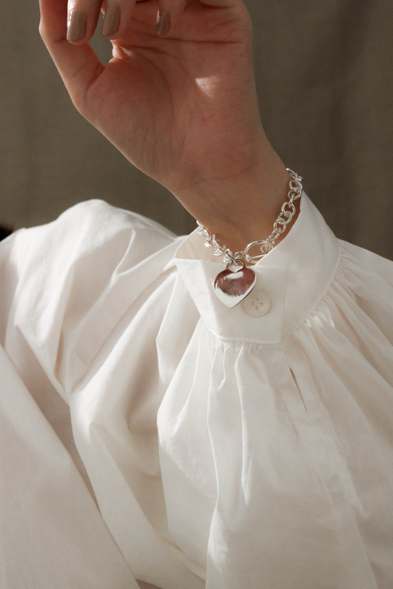 925 Rolo Chain Bracelet with Heart Pendant