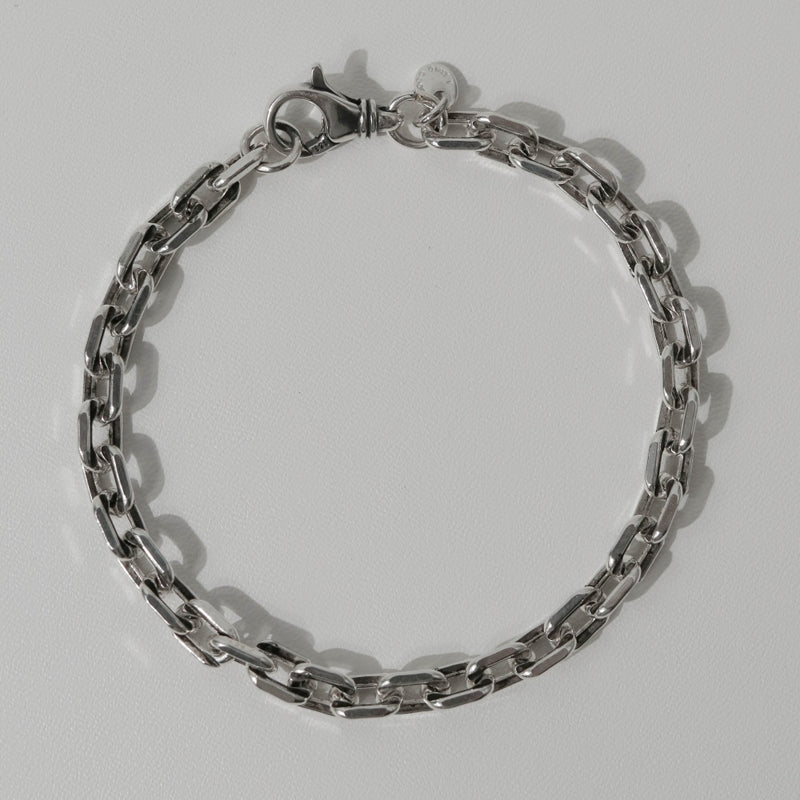 925 Silver Rustic Cable Chain Men's Bracelet