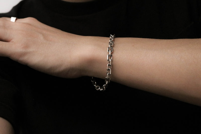 925 Silver Rustic Cable Chain Men's Bracelet