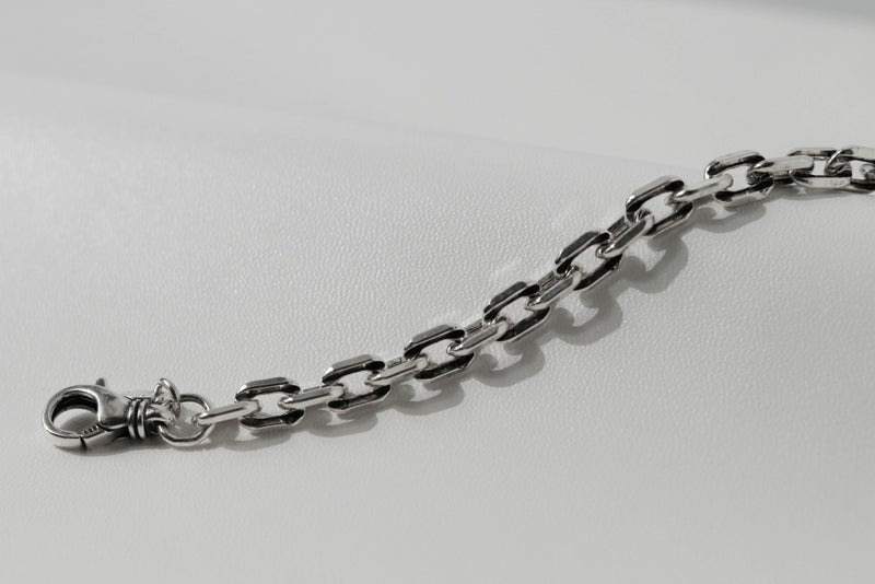 925 Silver Rustic Cable Chain Men's Bracelet