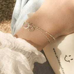 925 |Handcrafted| Duo Chain Layered Bracelet with Merry Smiley