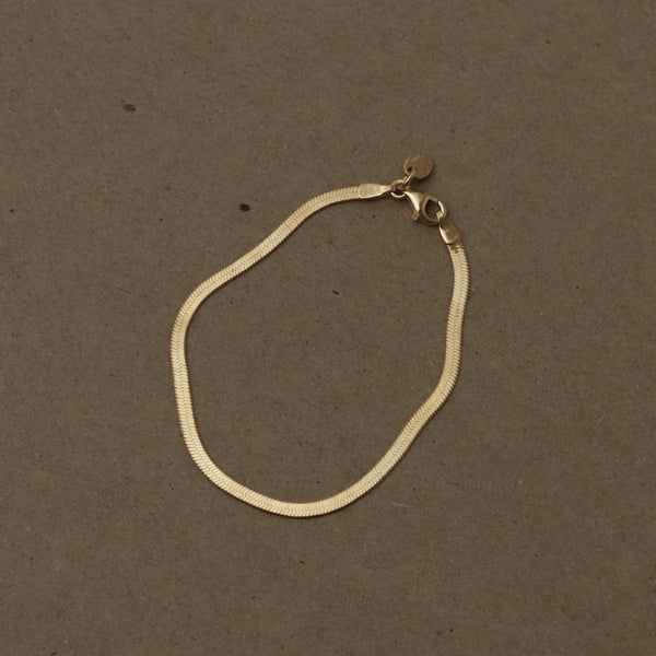 925 Silver Shimmy Snake Chain Bracelet, 18K Yellow Gold Plating