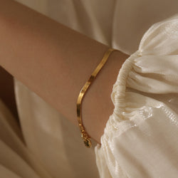 925 Silver Shimmy Snake Chain Bracelet, 18K Yellow Gold Plating