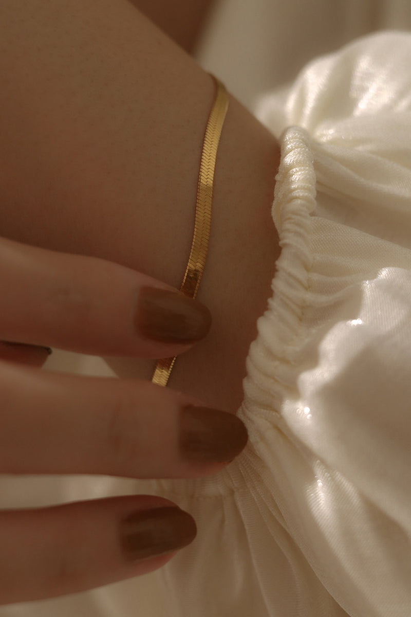 925 Silver Shimmy Snake Chain Bracelet, 18K Gold Vermeil