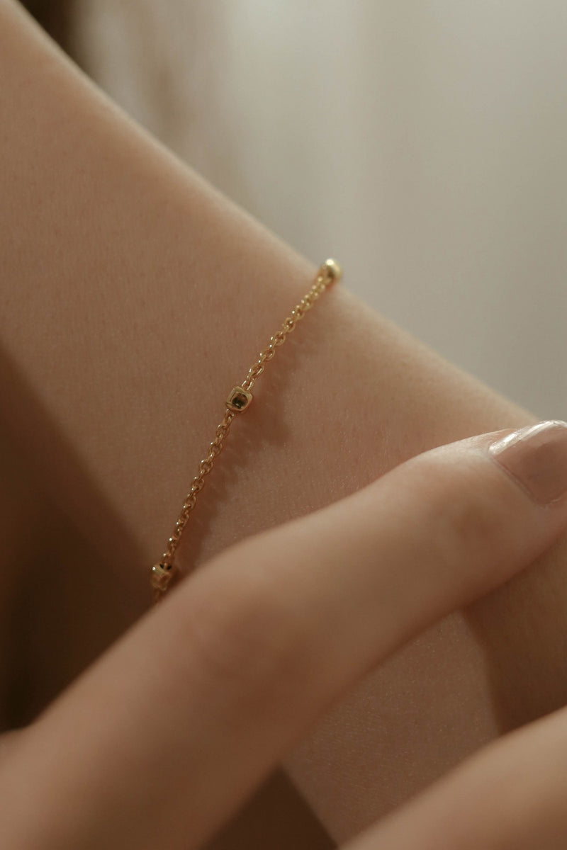925 |Italy| Beedee Beads on Chain Bracelet, 18K Yellow Gold Plating