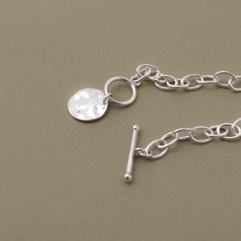 925 |Handcrafted| Silver Hammered Charme Toggle Bracelet