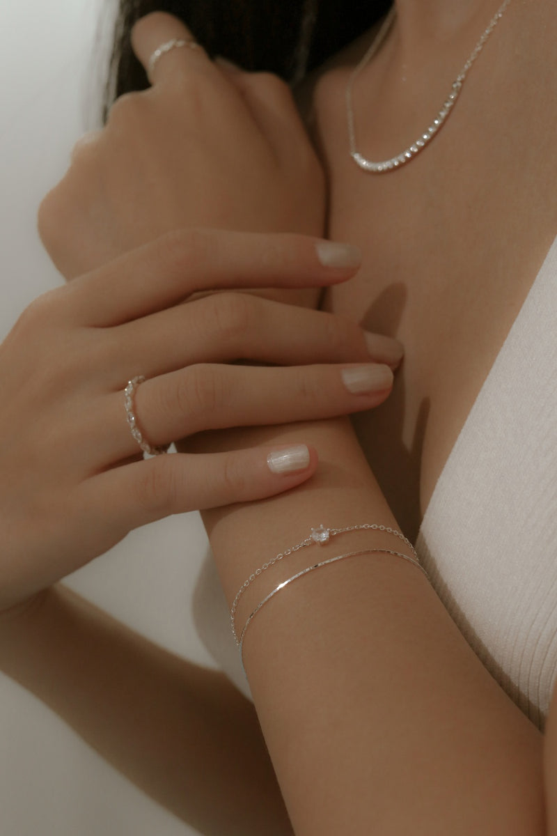 925 Silver Duo Chain Layered Yuna Bracelet