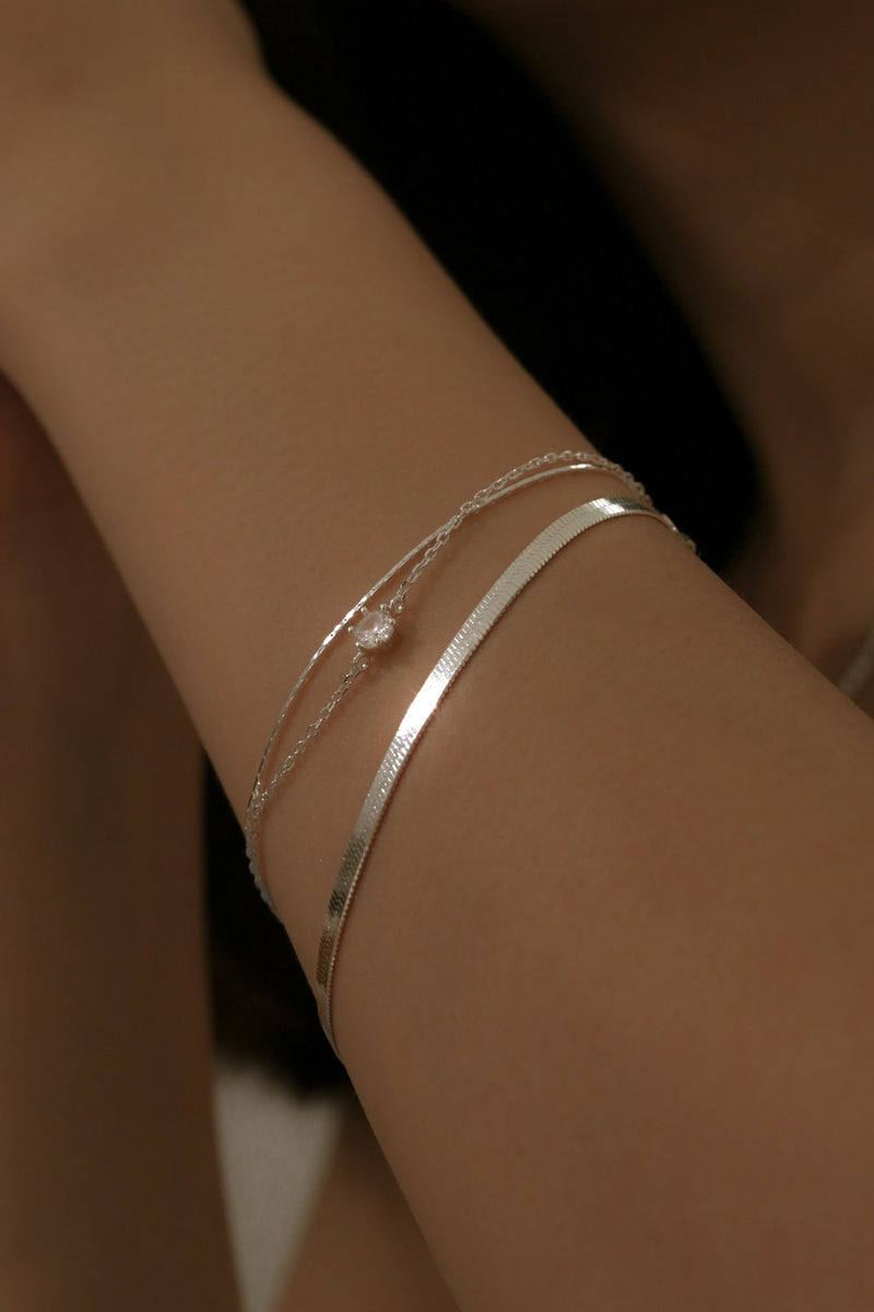 925 Silver Duo Chain Layered Yuna Bracelet