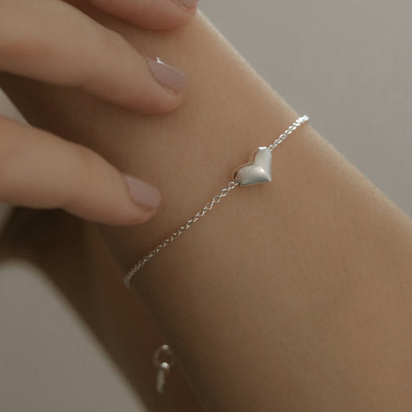 925 Silver Puffy Love Bracelet