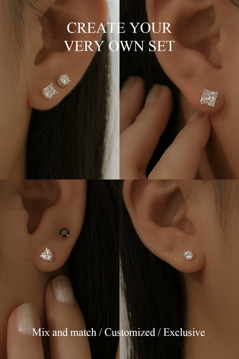 925 Silver Tessa Combination Stud Earrings