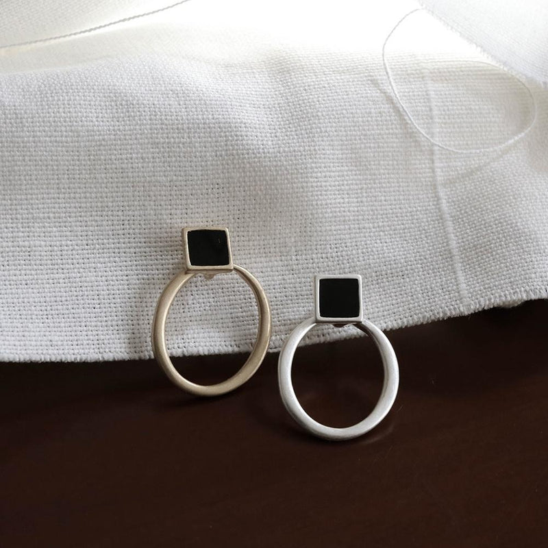 Square Stud with Oval Earrings