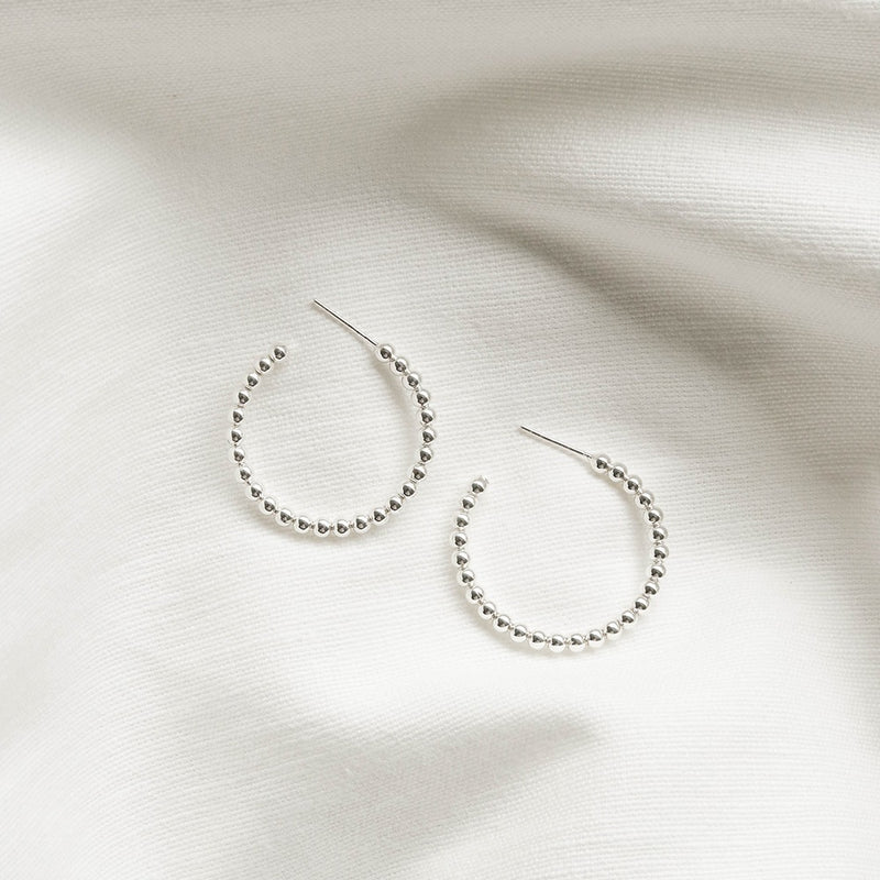 925 |Handcrafted| Crescent Shaped Beads Earrings