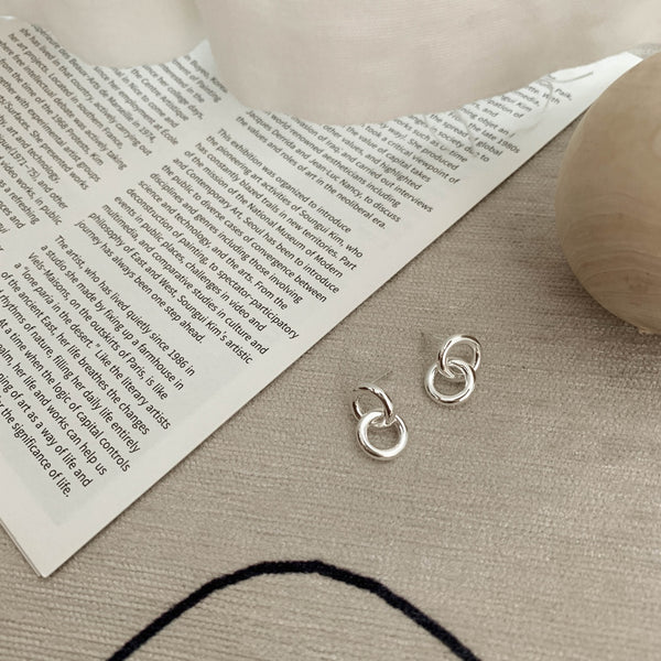 925 Silver Handcrafted Circle Link Earrings