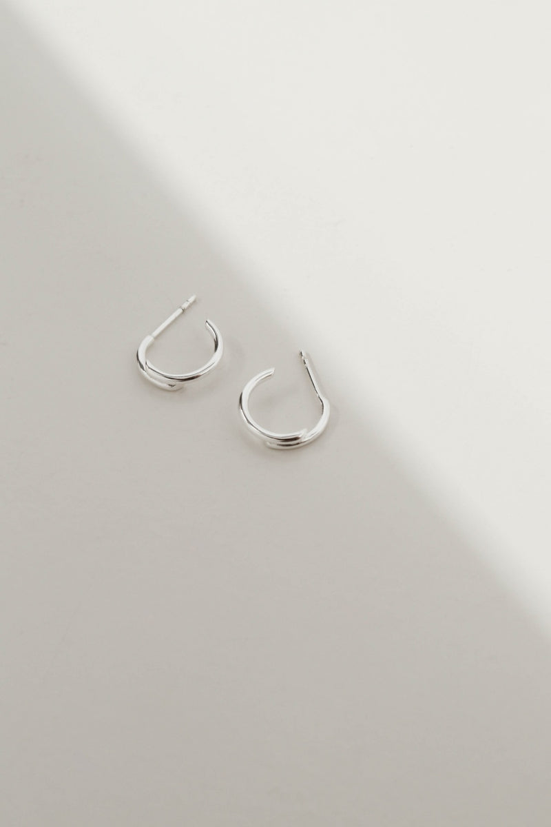 925 |Handcrafted| Double Line Style Crescent Earrings