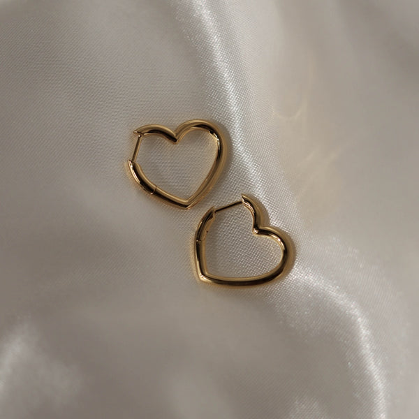 925 Love Chain Earrings, 18K Yellow Gold Plating
