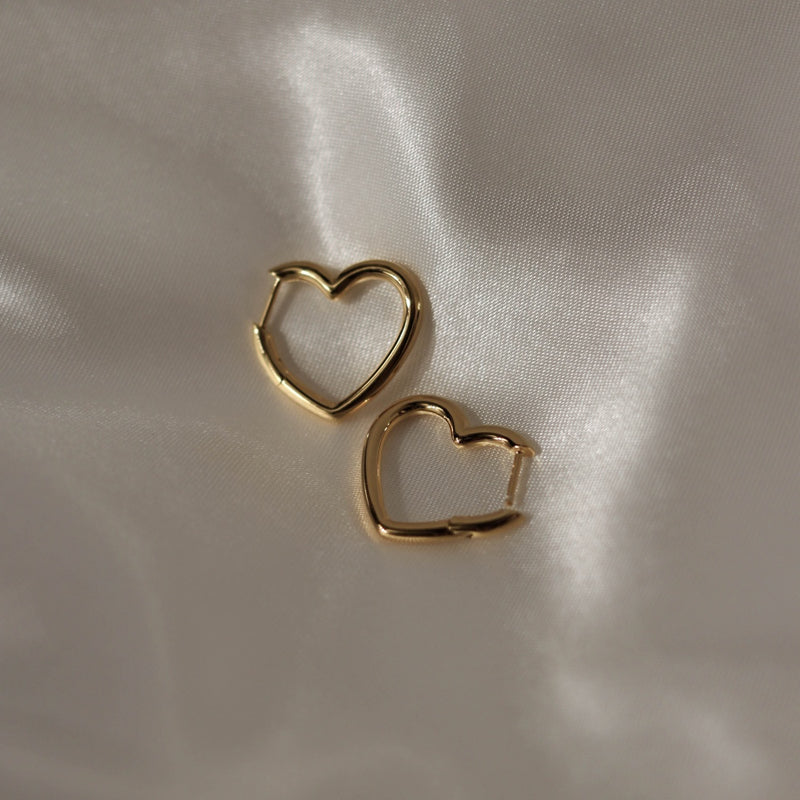 925 Love Chain Earrings, 18K Yellow Gold Plating