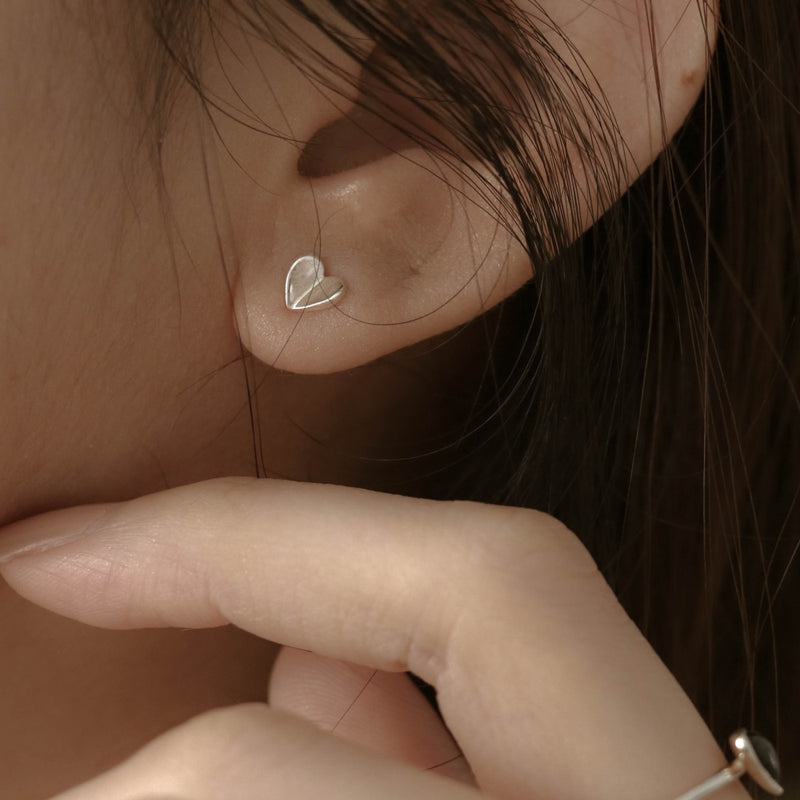 925 Folded Heart Earrings