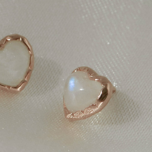 925 Amour Moonstone Earrings, 14K Rose Gold Vermeil
