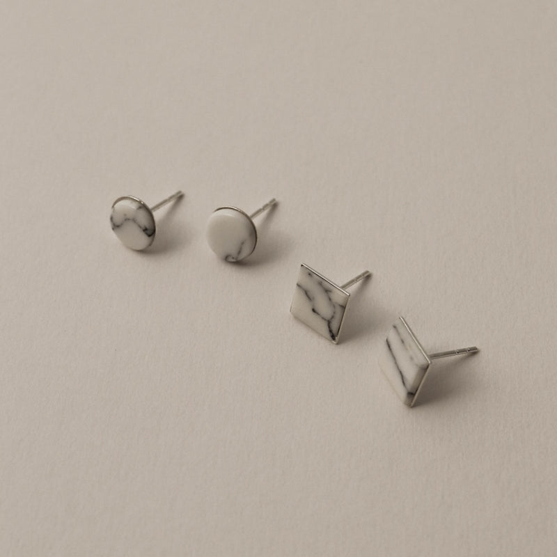 925 Minimalist Howlite Earrings