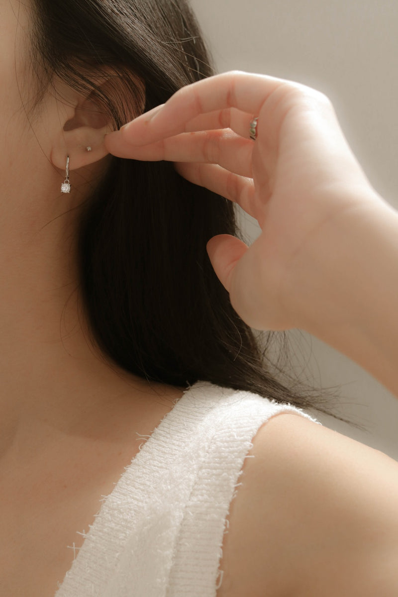 925 Dangly Bejewel Hoop Earrings