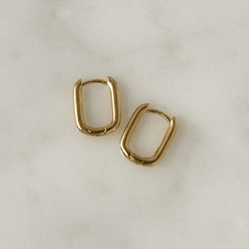 925 Silver Ovalo Huggie Earrings, 14K Gold Vermeil