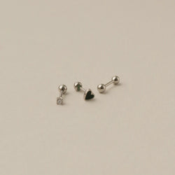 925 Silver Amour Trio Combination Ball Back Stud Earrings