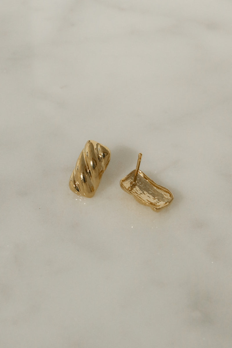 925 Silver Minimalist Baguetto Earrings, 18K Yellow Gold Plating
